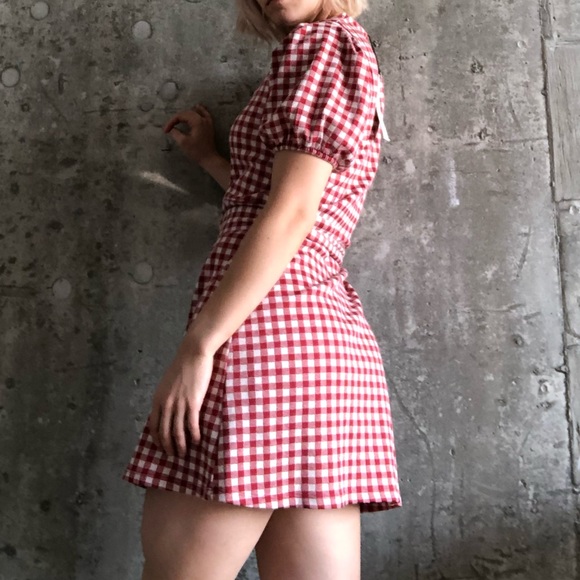 Zara Gingham Puff Sleeve Belted Dress - Picture 2 of 6
